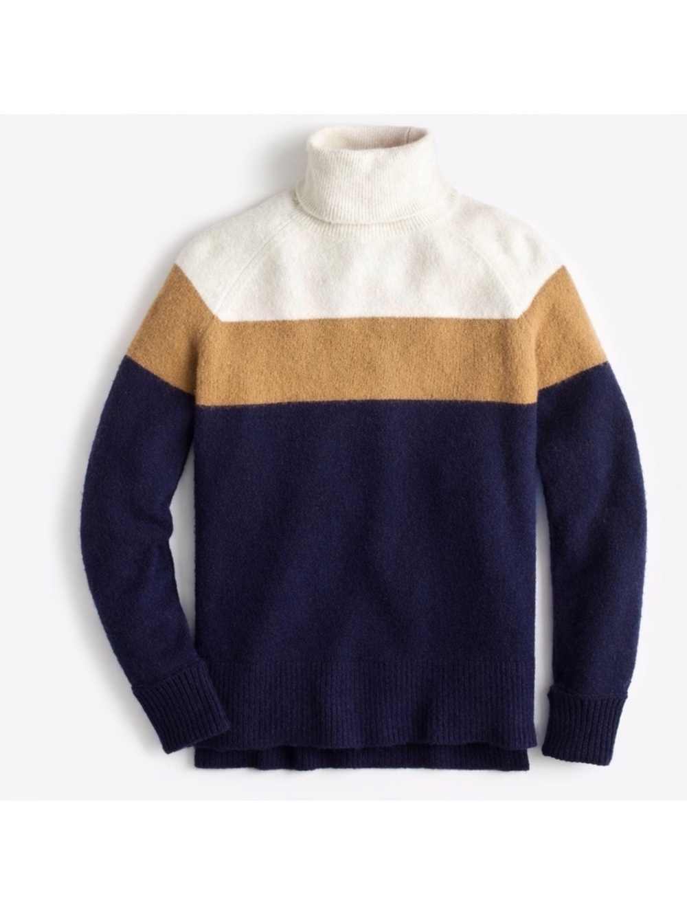 J. Crew Colorblock Turtleneck Merino and Alpaca Wool Sweater